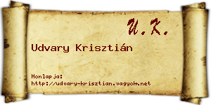 Udvary Krisztián névjegykártya