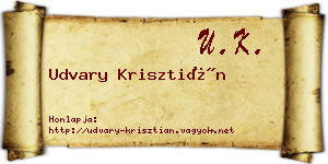 Udvary Krisztián névjegykártya